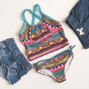 Toddler Girl Stripe Shapes Stars Two Piece Bikini